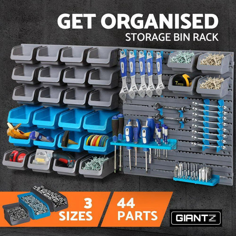 Giantz 44 Bin Wall Mounted Rack Storage Organiser - John Cootes