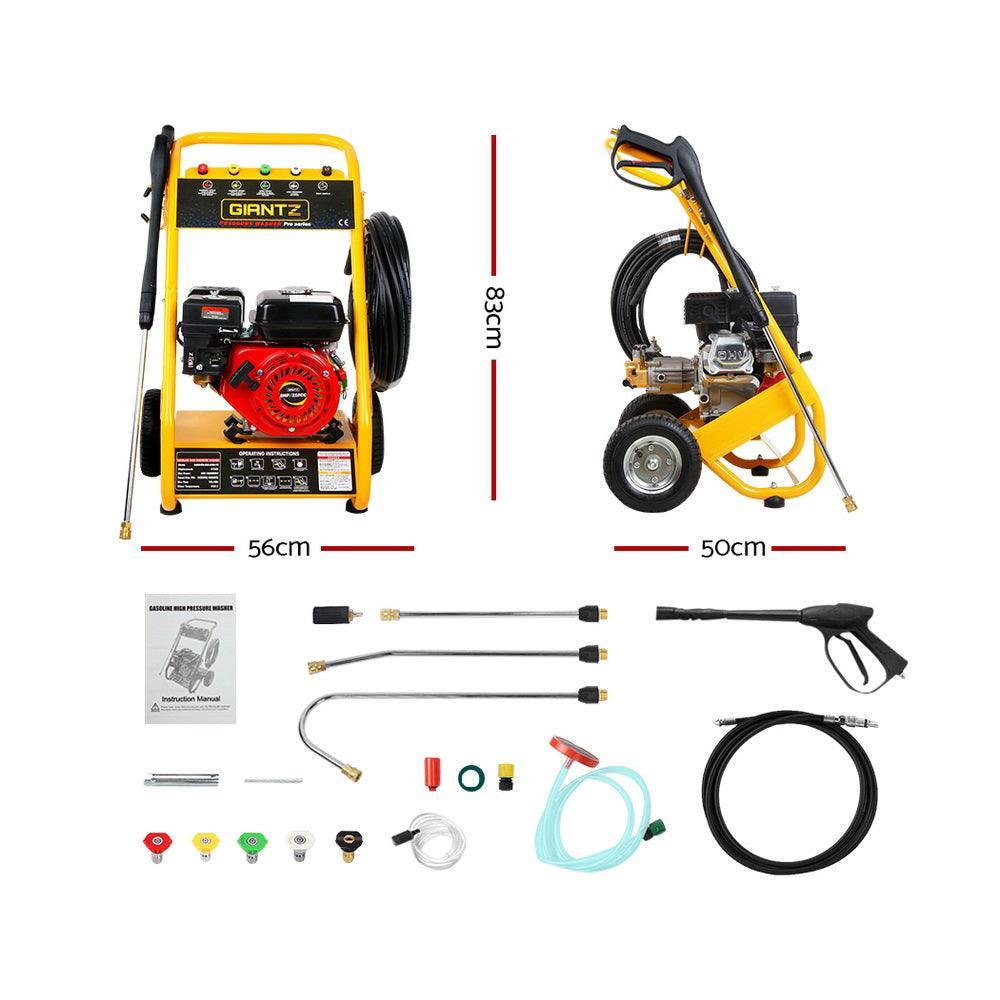 Giantz 4800PSI 8HP 20M Petrol High Pressure Cleaner Washer Water Jet Hose Gurney - John Cootes