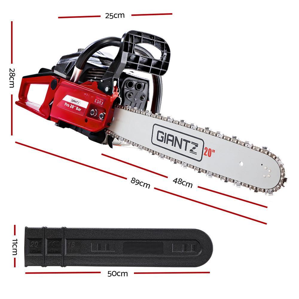 GIANTZ 52CC Petrol Commercial Chainsaw Chain Saw Bar E-Start Black - John Cootes