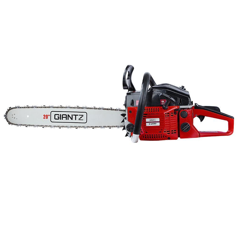 GIANTZ 52CC Petrol Commercial Chainsaw Chain Saw Bar E-Start Black - John Cootes