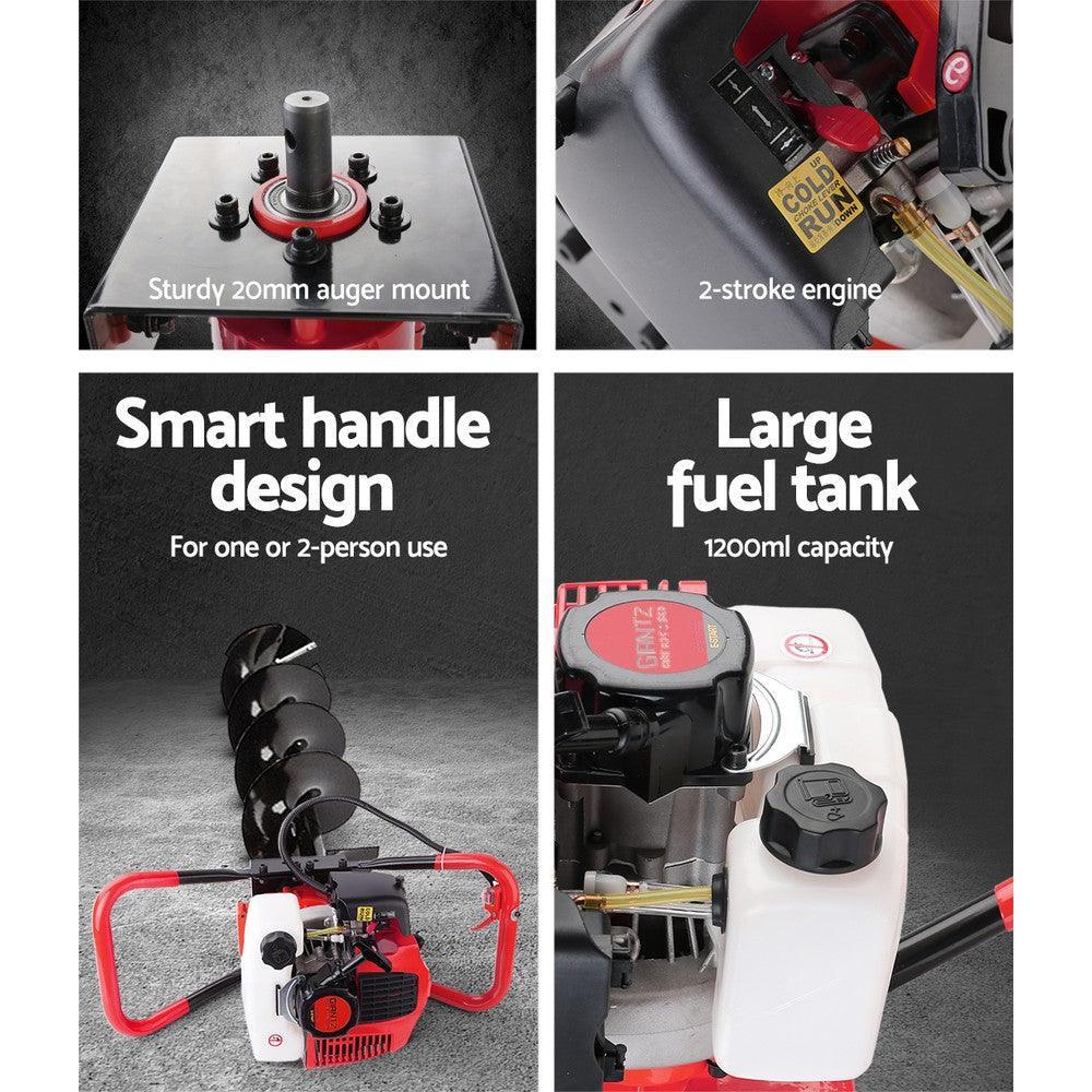 Giantz 66CC Petrol Post Hole Digger Drill Borer Fence Extension Auger Bits - John Cootes