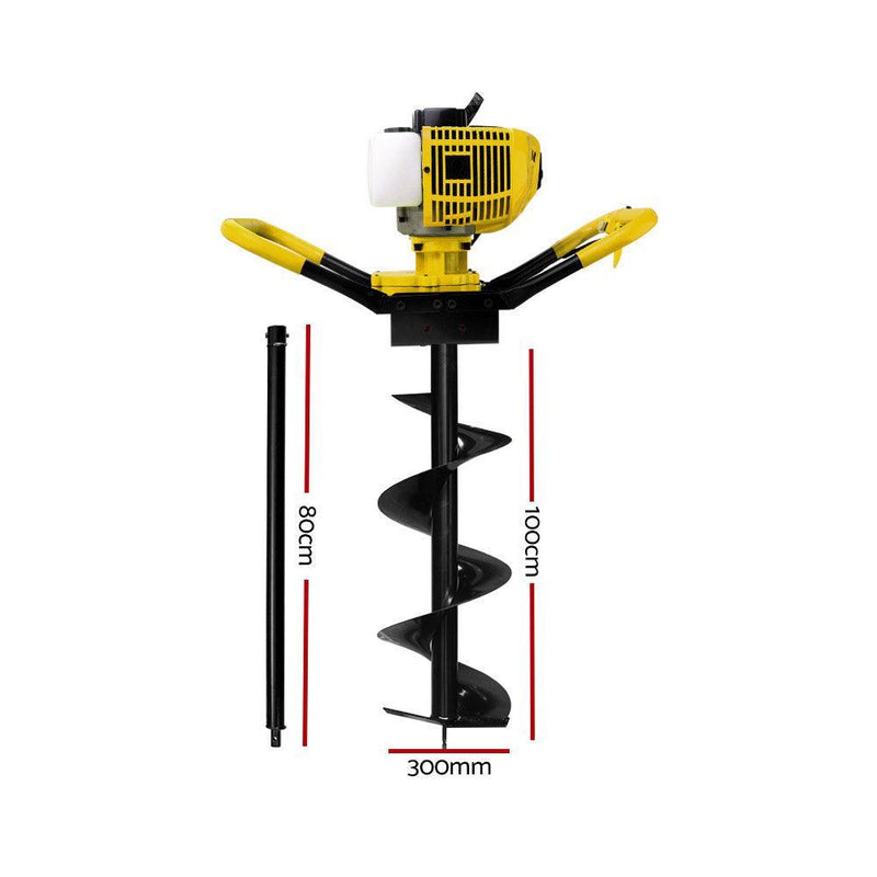 Giantz 80CC Petrol Post Hole Digger Drill Extension Auger Bits Borer Fence - John Cootes