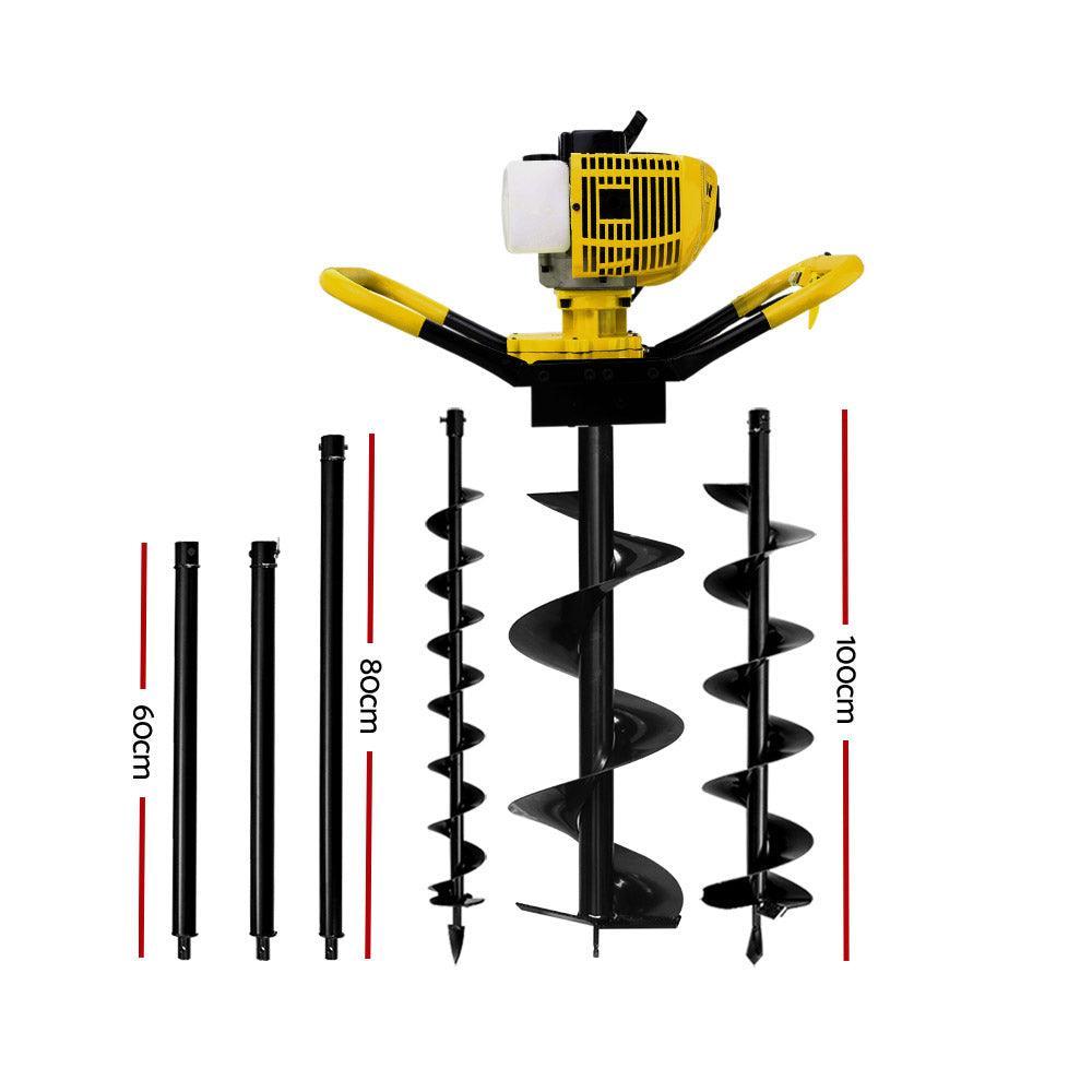 Giantz 80CC Post Hole Digger Petrol Drill Auger Borer Fence Extension Bits - John Cootes