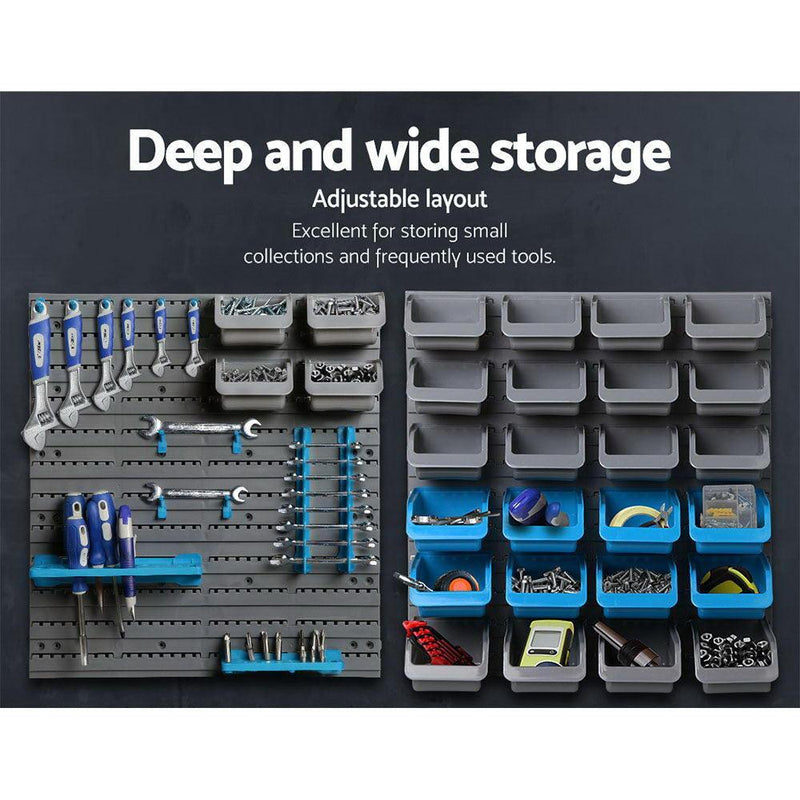 Giantz 88 Parts Wall-Mounted Storage Bin Rack Tool Garage Shelving Organiser Box - John Cootes