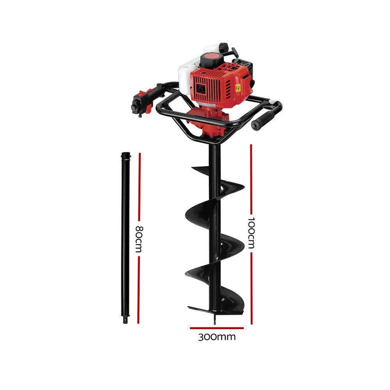 Giantz 92CC Petrol Post Hole Digger Drill Borer Fence Extension Auger Bits - John Cootes