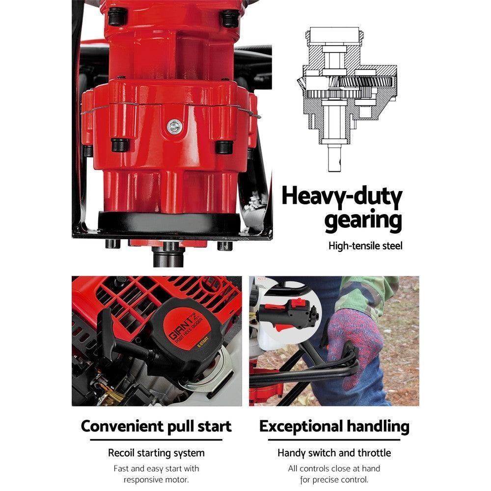 Giantz 92CC Petrol Post Hole Digger Drill Borer Fence Extension Auger Bits - John Cootes