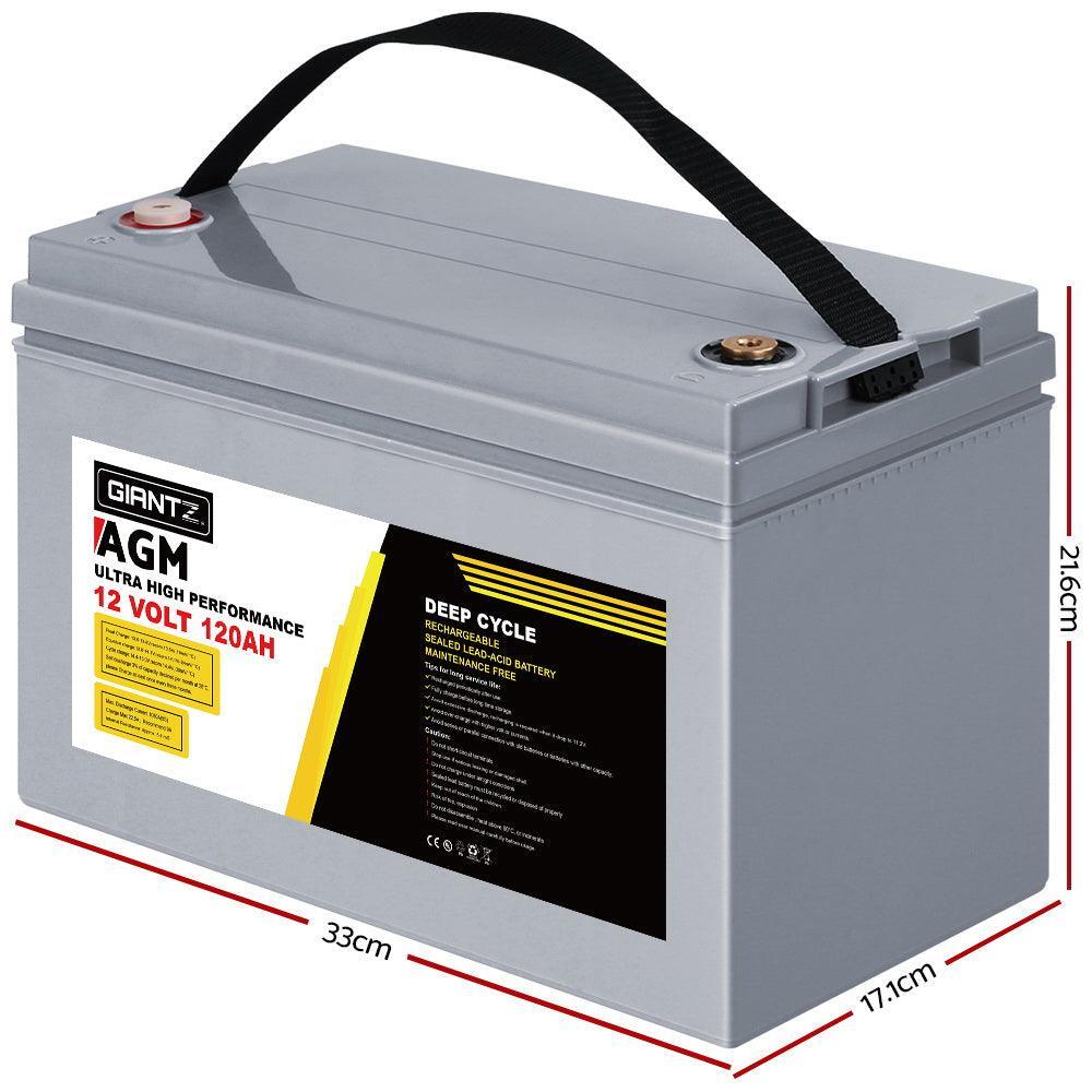 Giantz AGM Deep Cycle Battery 12V 120Ah Marine Sealed Power Portable Box Sola - John Cootes