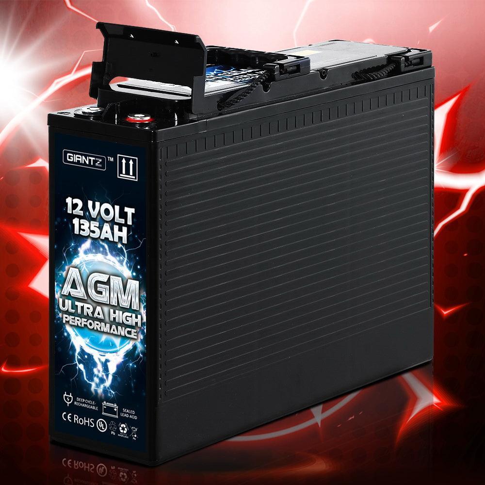 Giantz AGM Deep Cycle Battery 12V 135Ah Portable 4WD Sealed Marine Solar Slim - John Cootes