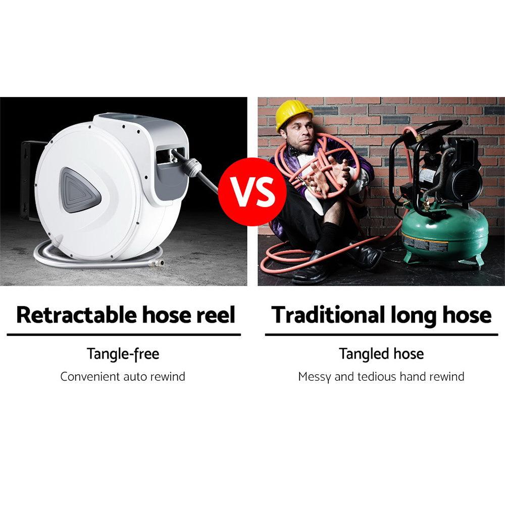 Giantz Air Hose Reel 20m Retractable Rewind Swivel Wall Mount Compressor Garage - John Cootes