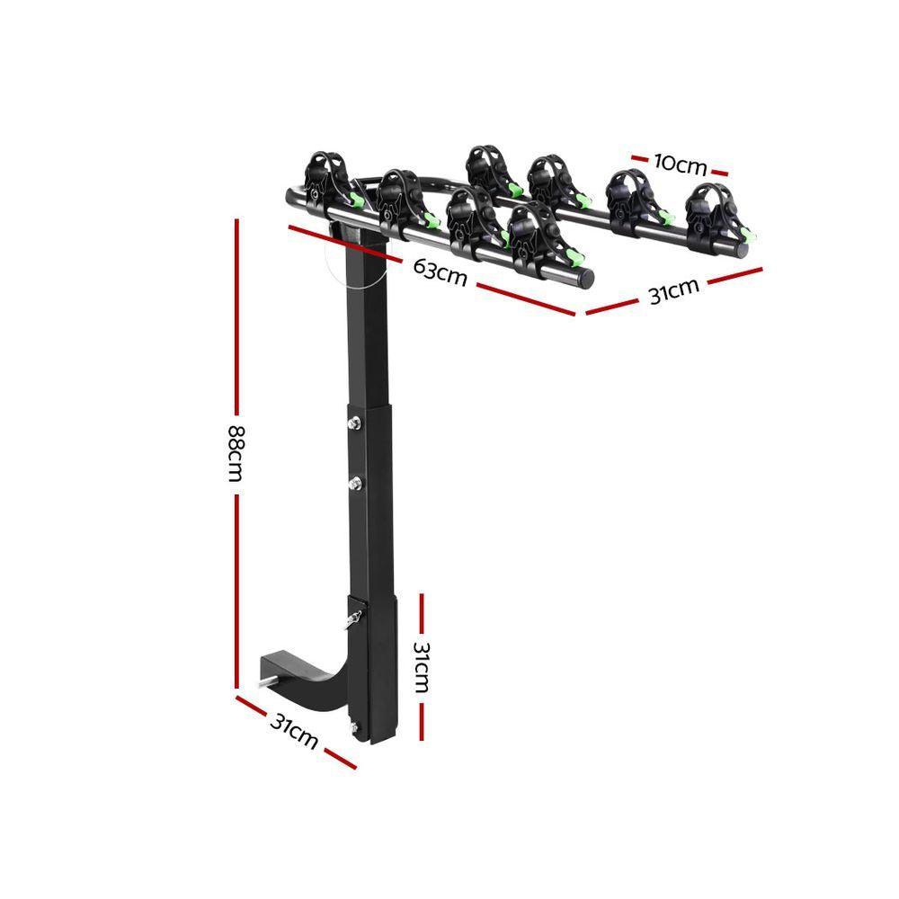 Giantz Bike Carrier 4 Bicycle Car Rear Rack Hitch Mount 2" Towbar Foldable Steel - John Cootes