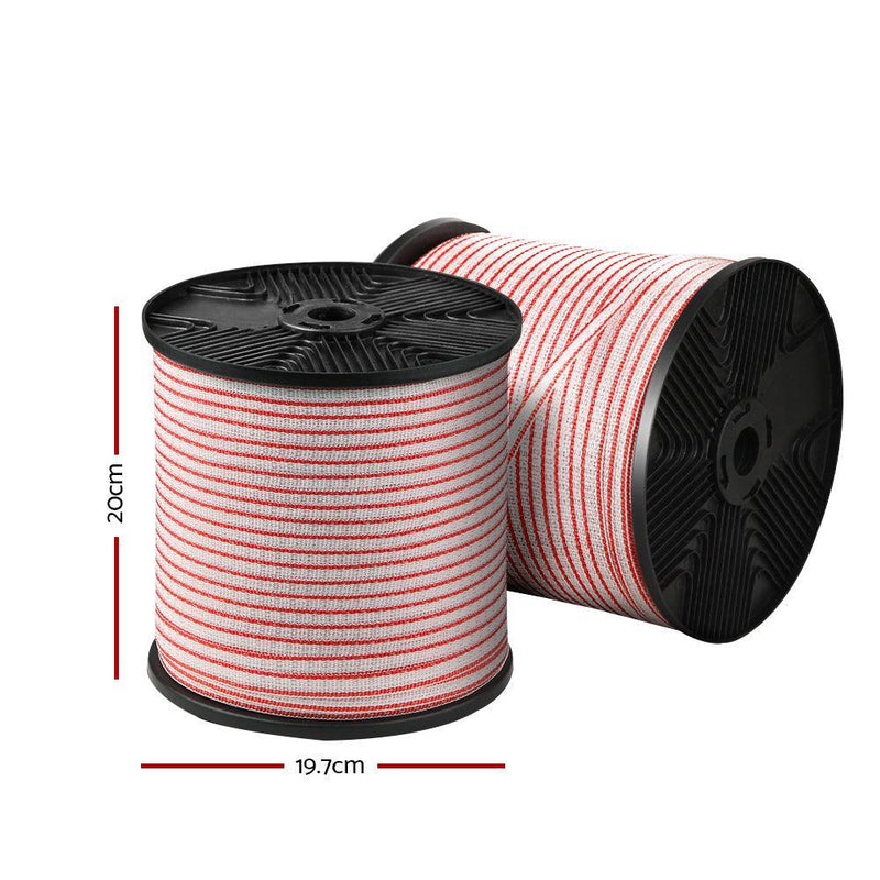 Giantz Electric Fence Wire 400M Tape Fencing Roll Energiser Poly Stainless Steel - John Cootes