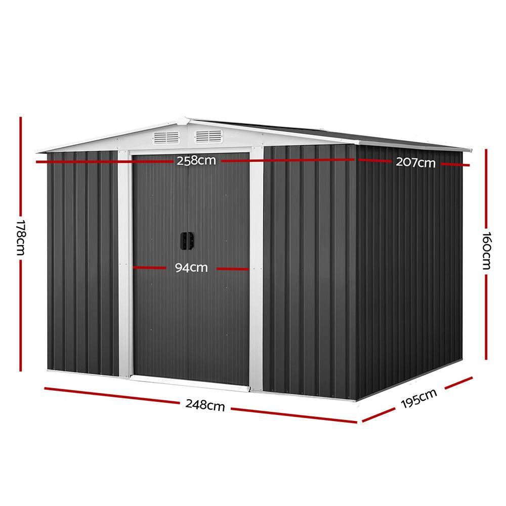 Giantz Garden Shed Outdoor Storage Sheds Tool Workshop 2.58X2.07M with Base - John Cootes