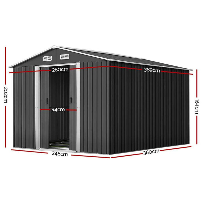 Giantz Garden Shed Outdoor Storage Sheds Tool Workshop 2.6X3.89X2.02M with Base - John Cootes
