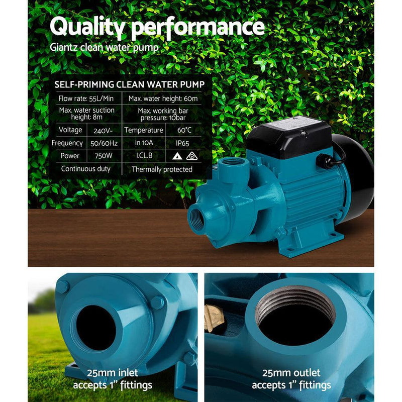 Giantz Peripheral Pump Clean Water Garden Boiler Car Wash Irrigation QB80 - John Cootes