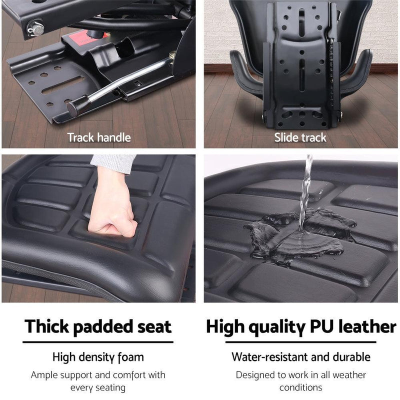 Giantz PU Leather Tractor Seat - Black - John Cootes
