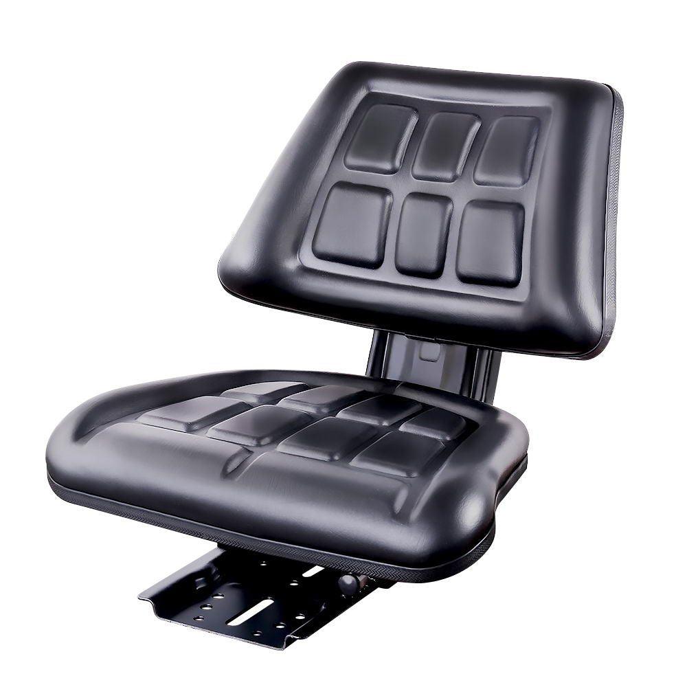 Giantz PU Leather Tractor Seat with Sliding Track - Black - John Cootes