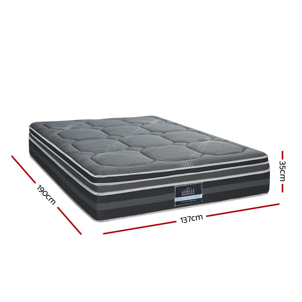 Giselle 35CM DOUBLE Mattress Bed 7 Zone Dual Euro Top Pocket Spring Medium Firm - John Cootes