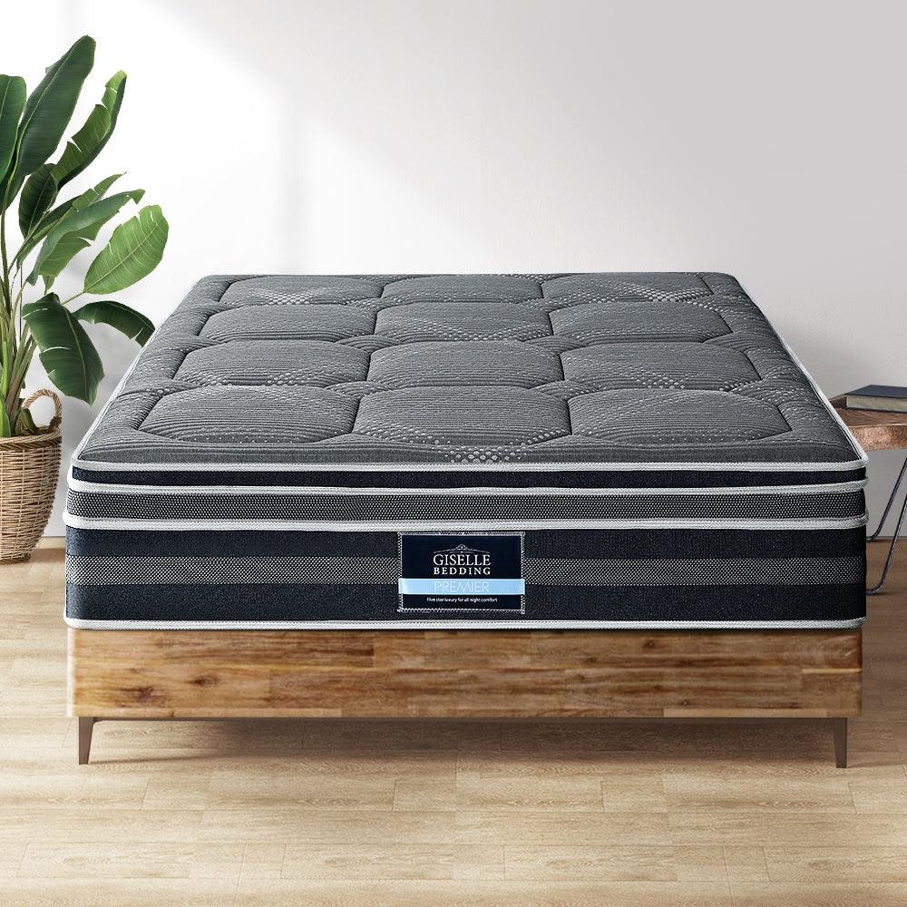 Giselle 35CM DOUBLE Mattress Bed 7 Zone Dual Euro Top Pocket Spring Medium Firm - John Cootes