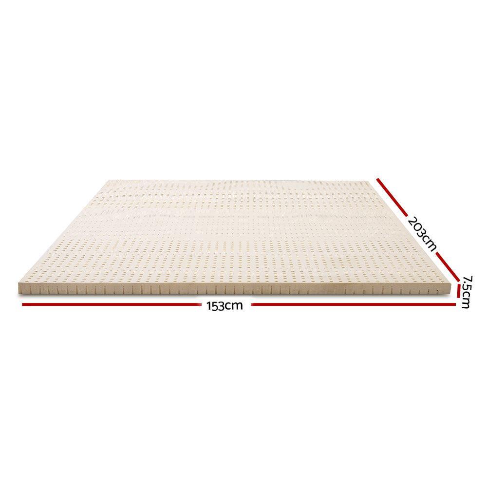 Giselle Bedding 7 Zone Latex Mattress Topper Underlay 7.5cm Queen Mat Pad Cover - John Cootes