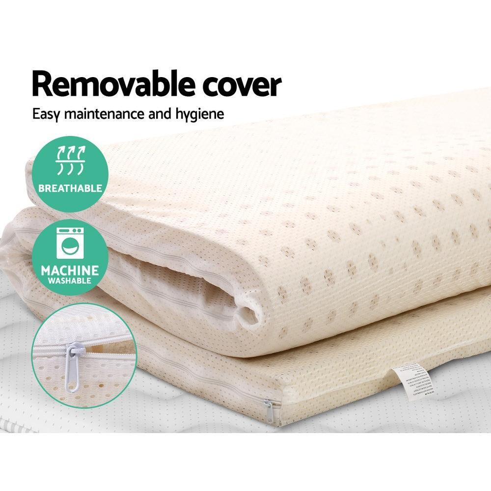 Giselle Bedding 7 Zone Latex Mattress Topper Underlay 7.5cm Queen Mat Pad Cover - John Cootes