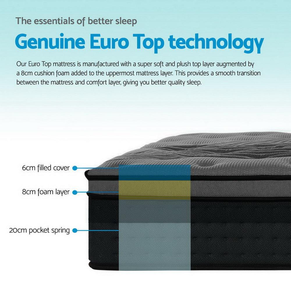 Giselle Bedding Alanya Euro Top Pocket Spring Mattress 34cm Thick - Double - John Cootes