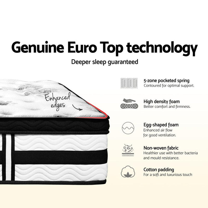 Giselle Bedding Algarve Euro Top Pocket Spring Mattress 34cm Thick - Double - John Cootes