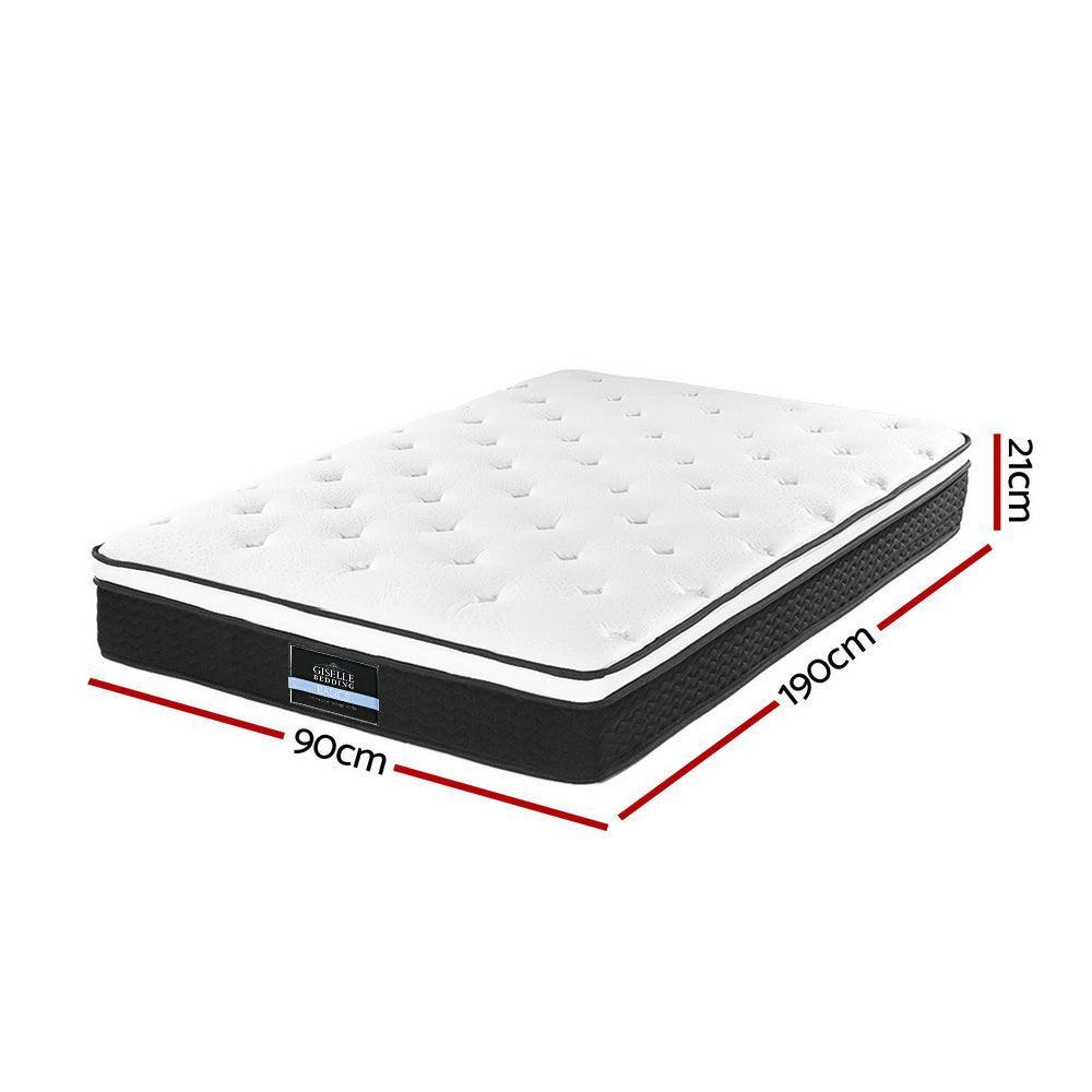 Giselle Bedding Bonita Euro Top Bonnell Spring Mattress 21cm Thick - Single - John Cootes