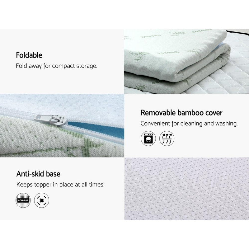 Giselle Bedding Cool Gel Memory Foam Mattress Topper Bamboo Cover 8CM 7-Zone Double - John Cootes