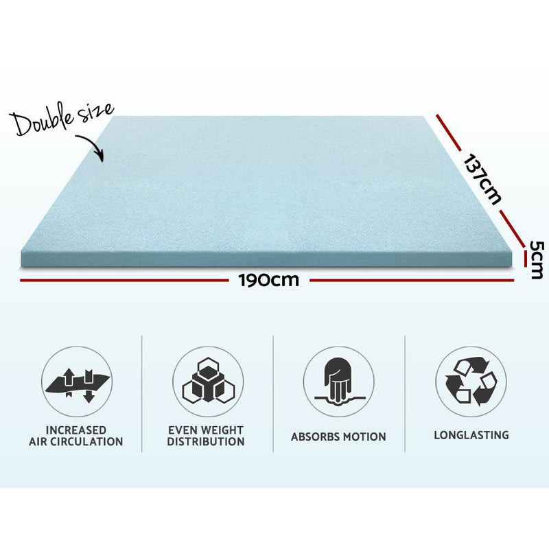 Giselle Bedding Cool Gel Memory Foam Mattress Topper w/Bamboo Cover 5cm - Double - John Cootes