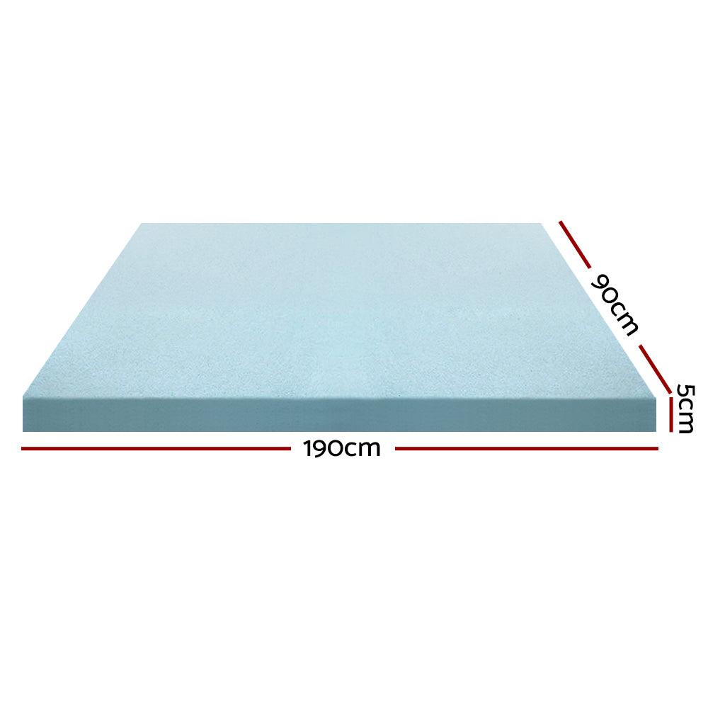 Giselle Bedding Cool Gel Memory Foam Mattress Topper w/Bamboo Cover 5cm - Single - John Cootes