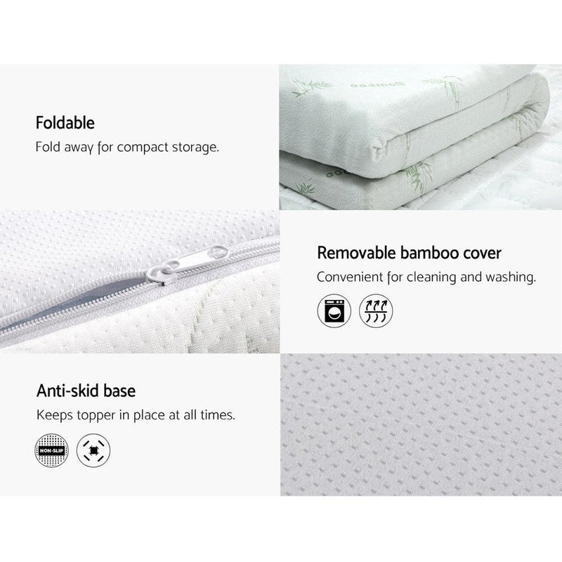 Giselle Bedding Cool Gel Memory Foam Mattress Topper w/Bamboo Cover 5cm - Single - John Cootes