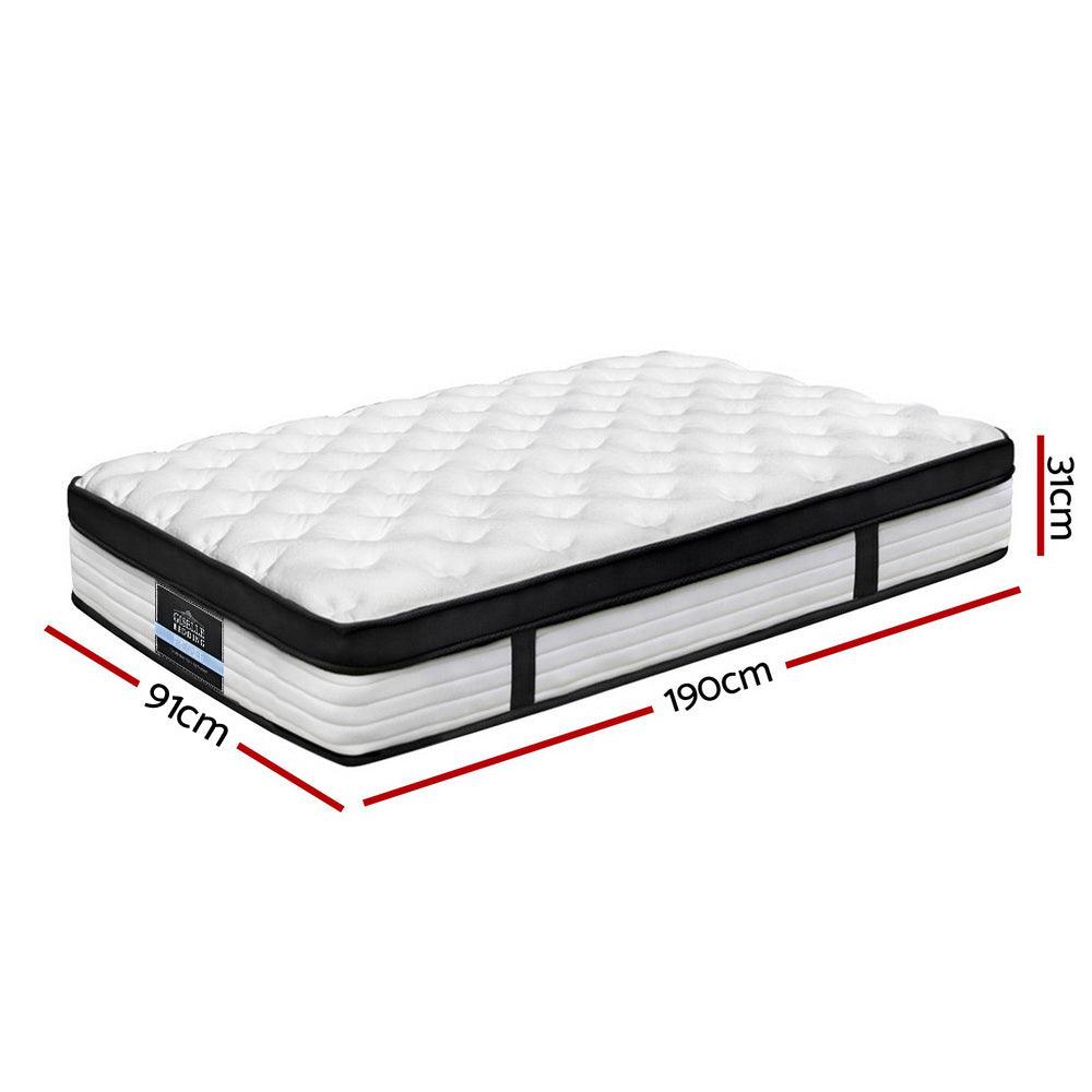 Giselle Bedding Devon Euro Top Pocket Spring Mattress 31cm Thick Single - John Cootes