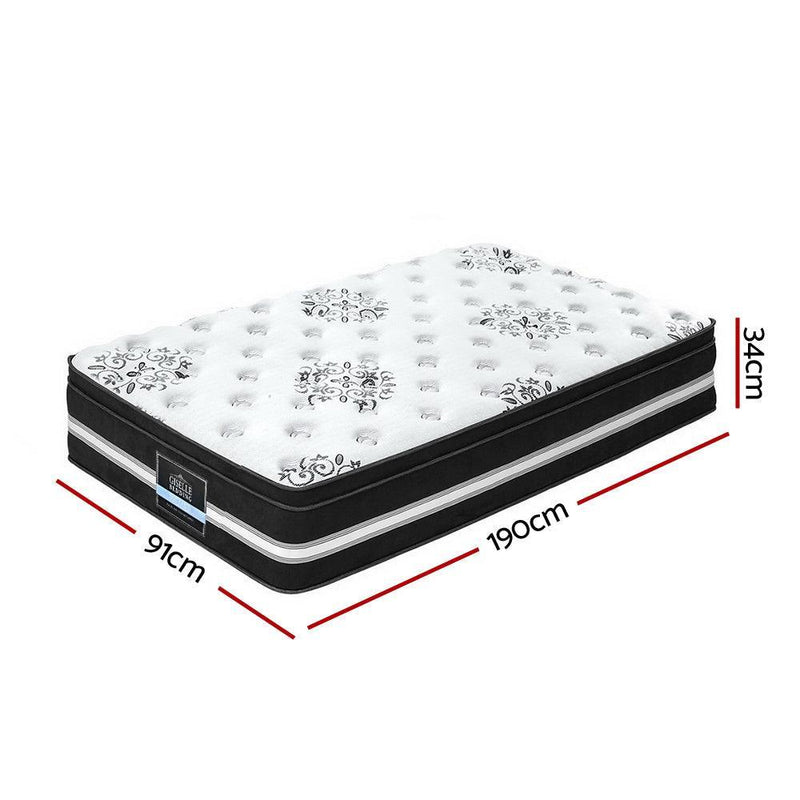 Giselle Bedding Donegal Euro Top Cool Gel Pocket Spring Mattress 34cm Thick - Single - John Cootes