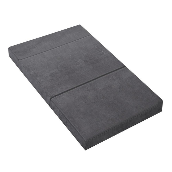 Giselle Bedding Double Size Folding Foam Mattress Portable Bed Mat Velvet Dark Grey - John Cootes