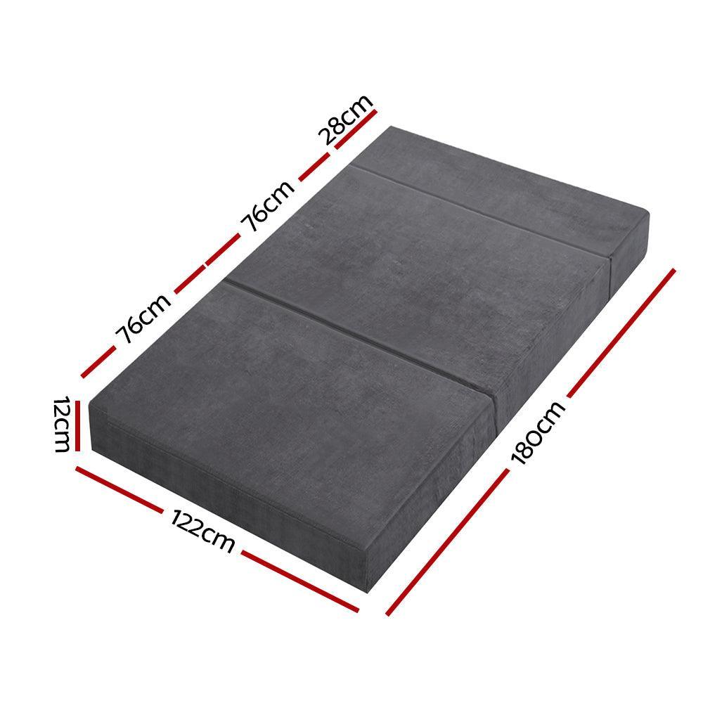 Giselle Bedding Double Size Folding Foam Mattress Portable Bed Mat Velvet Dark Grey - John Cootes