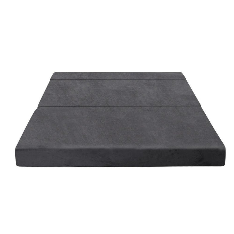 Giselle Bedding Double Size Folding Foam Mattress Portable Bed Mat Velvet Dark Grey - John Cootes