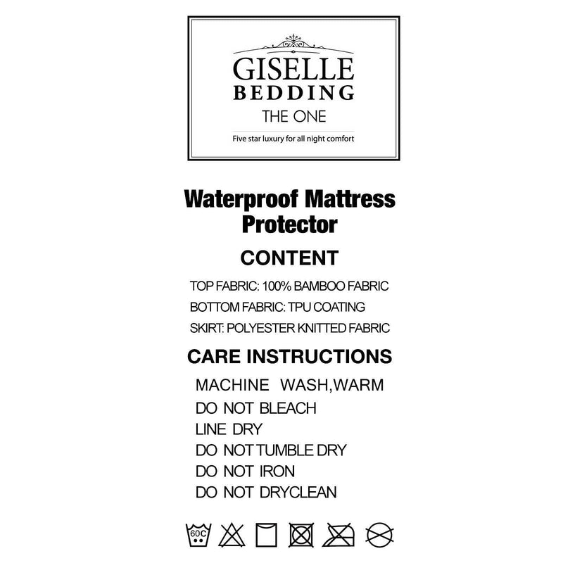Giselle Bedding Double Size Waterproof Bamboo Mattress Protector - John Cootes