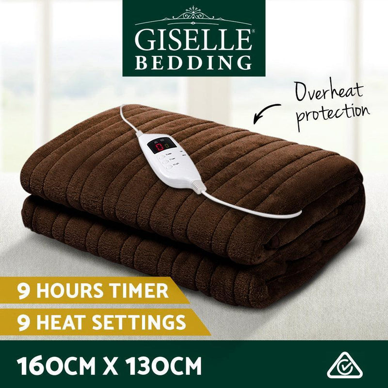 Giselle Bedding Electric Throw Blanket - Chocolate - John Cootes