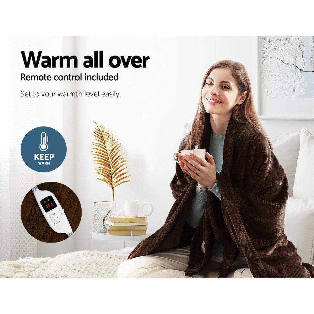 Giselle Bedding Electric Throw Blanket - Chocolate - John Cootes