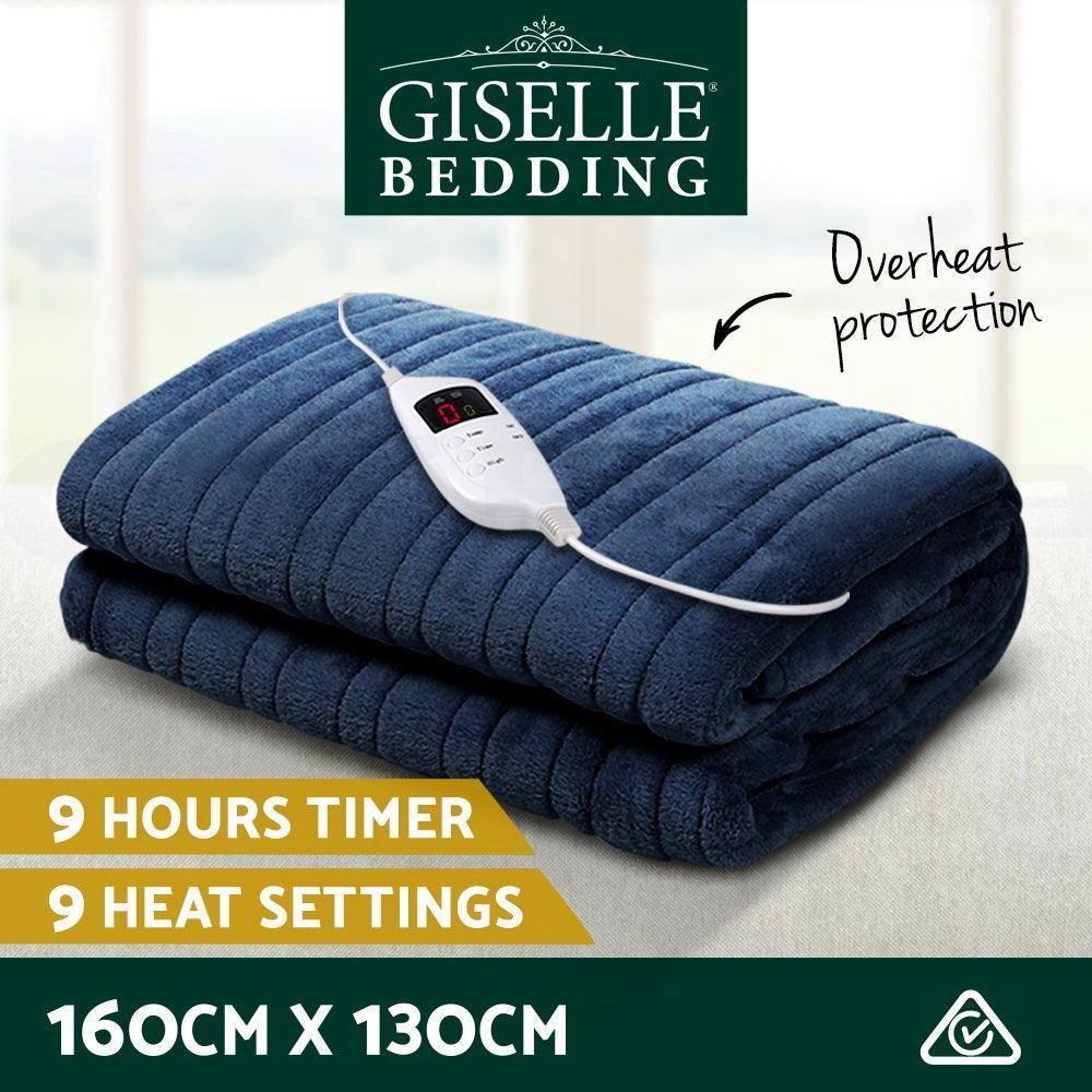 Giselle Bedding Electric Throw Blanket - Navy - John Cootes