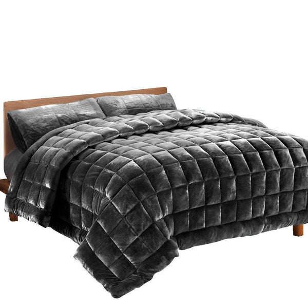 Giselle Bedding Faux Mink Quilt Double Size Charcoal - John Cootes