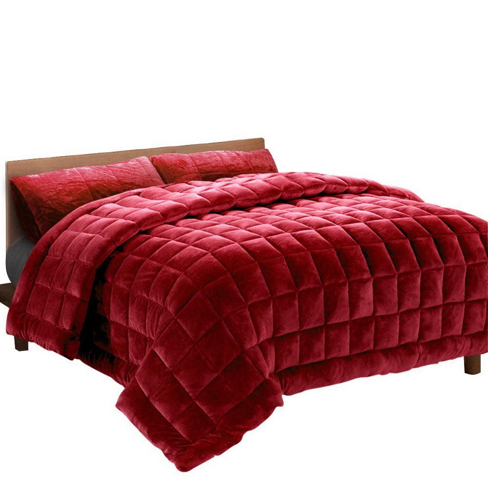 Giselle Bedding Faux Mink Quilt King Size Burgundy - John Cootes