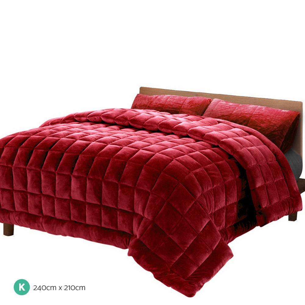 Giselle Bedding Faux Mink Quilt King Size Burgundy - John Cootes