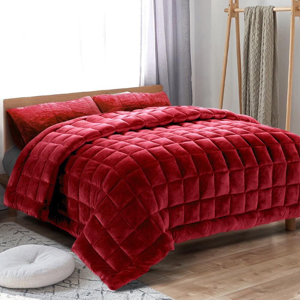 Giselle Bedding Faux Mink Quilt King Size Burgundy - John Cootes