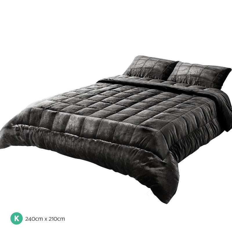 Giselle Bedding Faux Mink Quilt King Size Charcoal - John Cootes