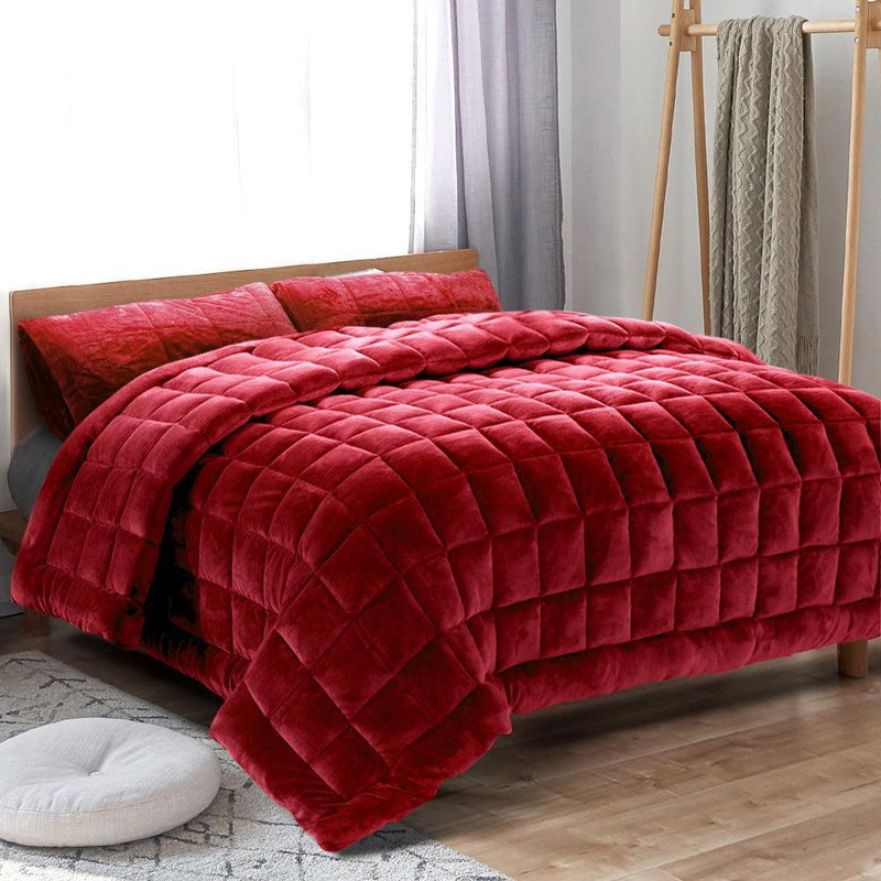 Giselle Bedding Faux Mink Quilt Queen Size Burgundy - John Cootes