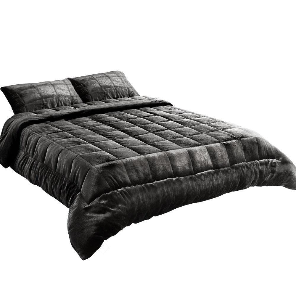 Giselle Bedding Faux Mink Quilt Queen Size Charcoal - John Cootes