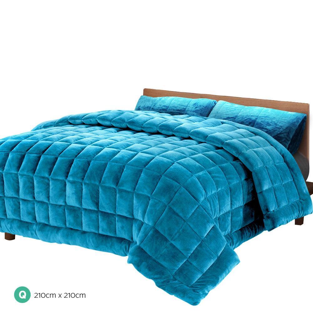 Giselle Bedding Faux Mink Quilt Queen Size Teal - John Cootes