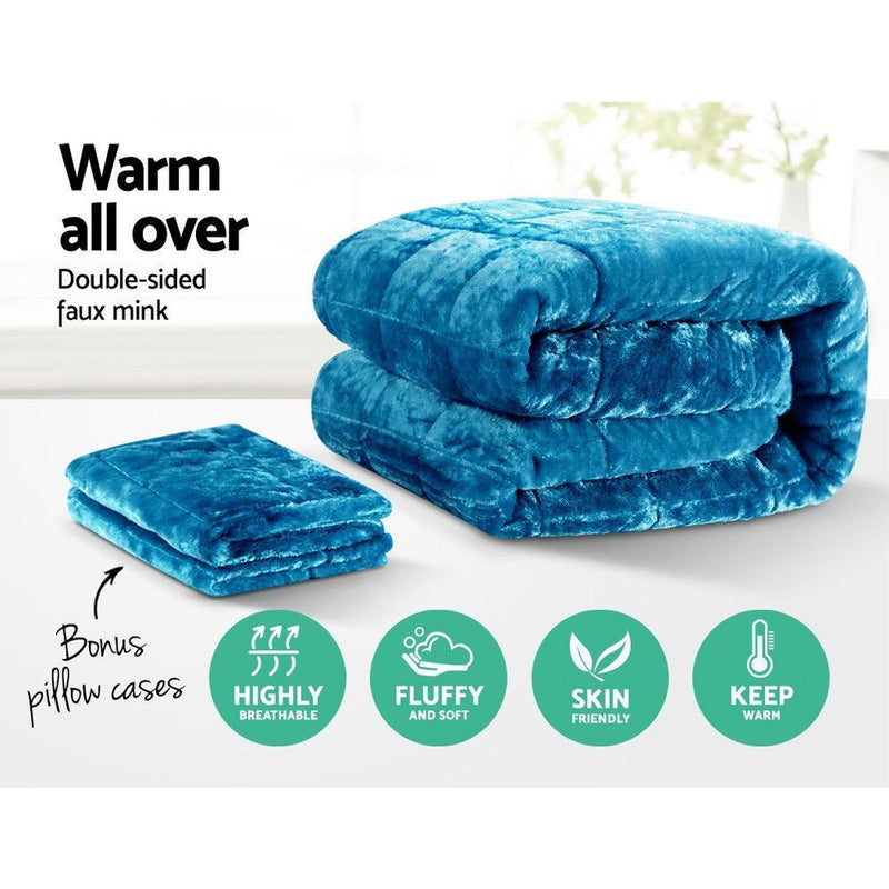Giselle Bedding Faux Mink Quilt Queen Size Teal - John Cootes
