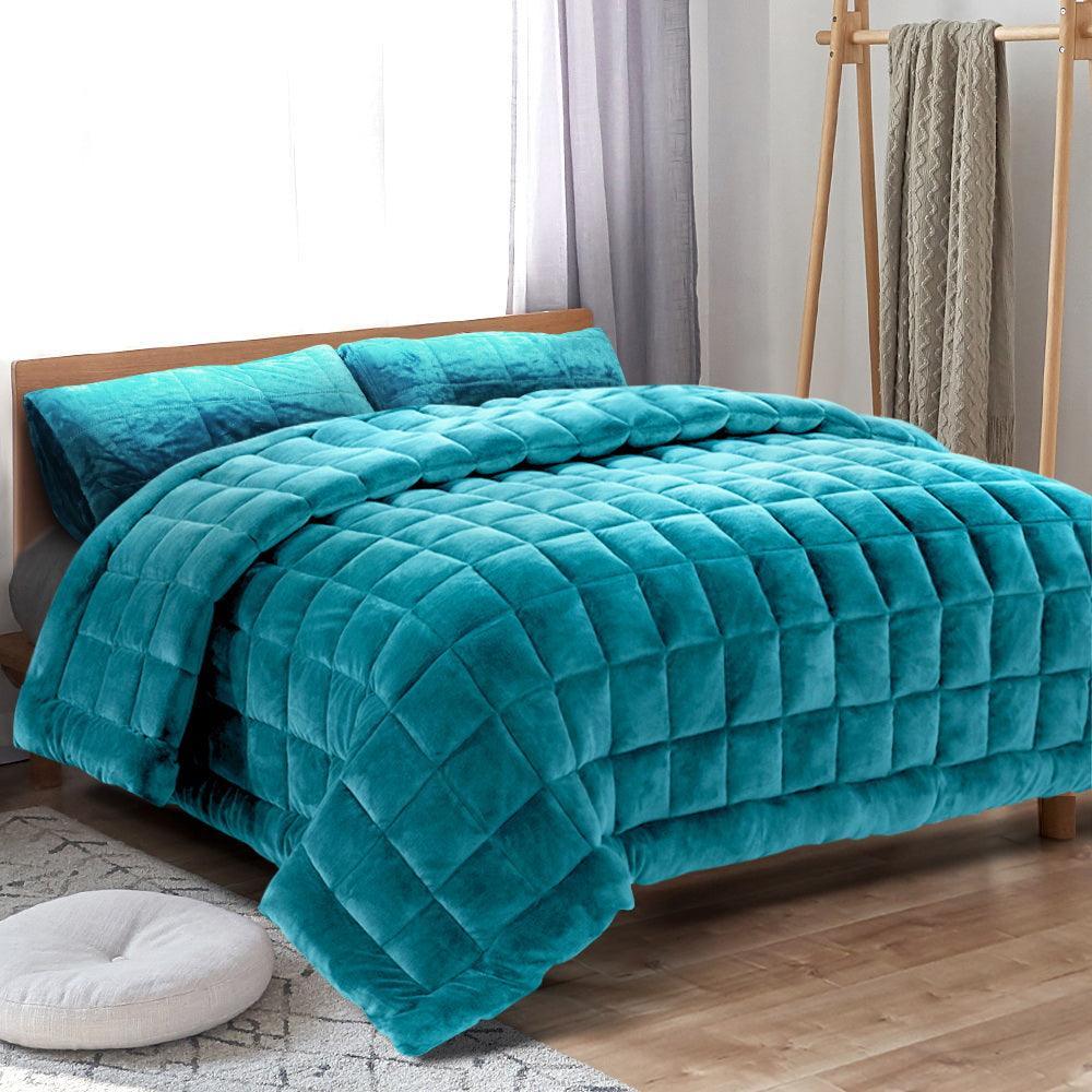 Giselle Bedding Faux Mink Quilt Queen Size Teal - John Cootes